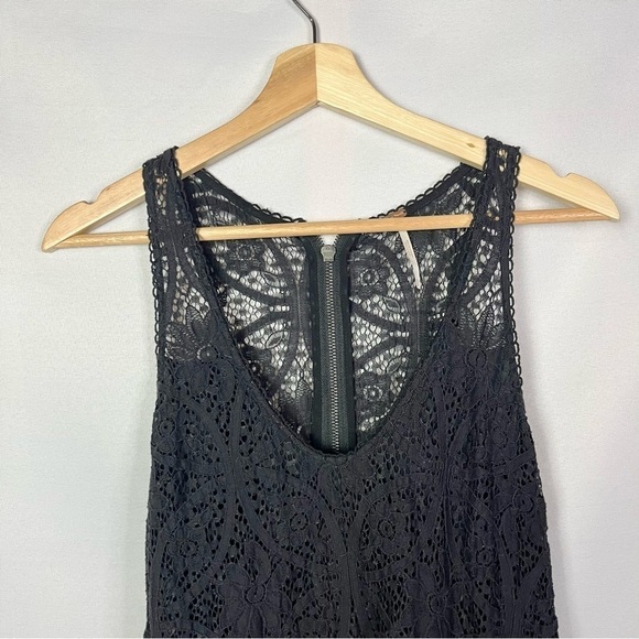 Free People Black V-Neck Lace A-Line Mini Dress XS - Picture 3 of 4